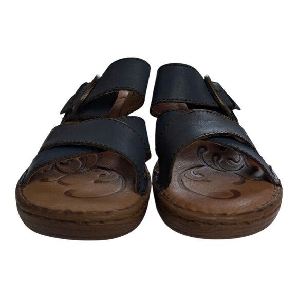 Born | Salina Sandals | Women's 10 | Blue Leather Slip-On Block Heel Adjustable - Picture 3 of 9